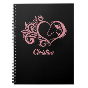 Carnet Coquette Coeur rose Cheval Fille Feminine Élégante