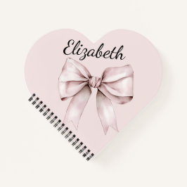 Carnet Coquette esthétique arc rose Nom personnalisé