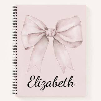 Carnet Coquette esthétique arc rose Nom personnalisé