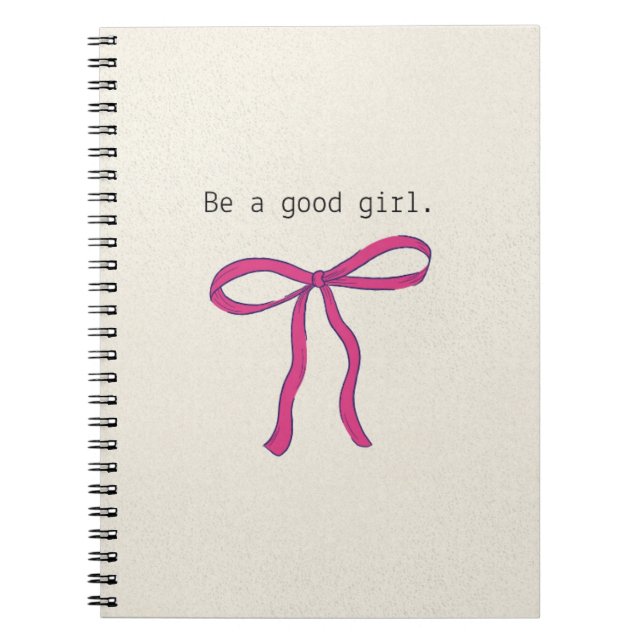 Carnet Coquette Pink Bow Aesthetic Notebook - Be A Good G (Devant)