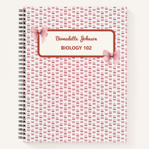 Carnet Coquette Pink Bow personnalisable Retour à l'école