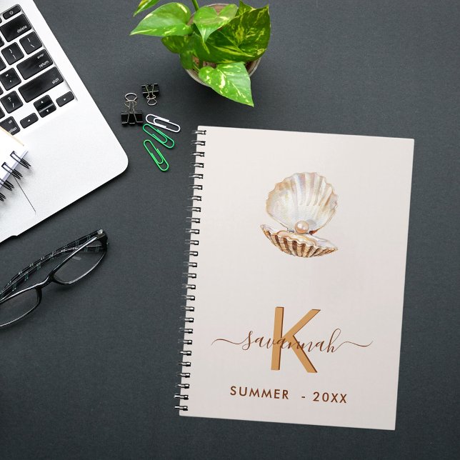 Carnet Coquillage de mer perle beige coquille Saint-Jacqu (Créateur téléchargé)