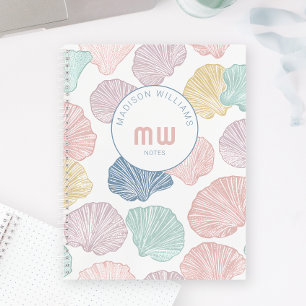 Carnet Coquille colorée moderne sur mesure Monogramme côt