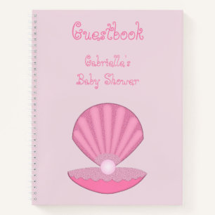 Carnet Coquille d'huîtres pour fille rose et Baby shower 