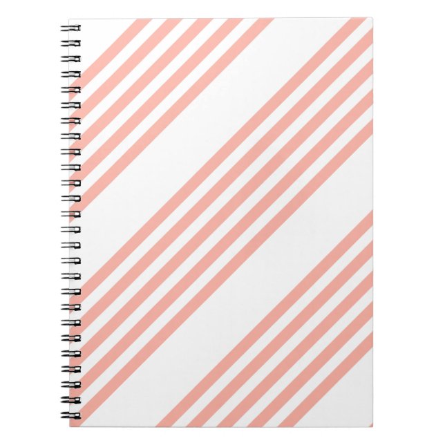 Carnet Corail et blanc cinq bandes motif (Devant)