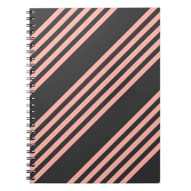 Carnet Corail et charbon de bois cinq bandes motif (Devant)