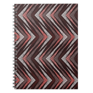 Carnet Corail, gris, motif brun zigzag.