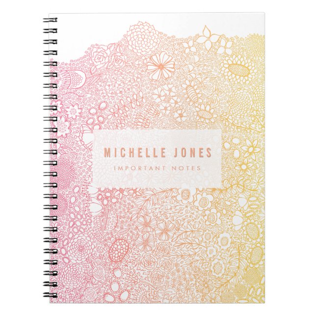 Carnet Corail rose Élégant Artiste Nom personnalisé (Devant)