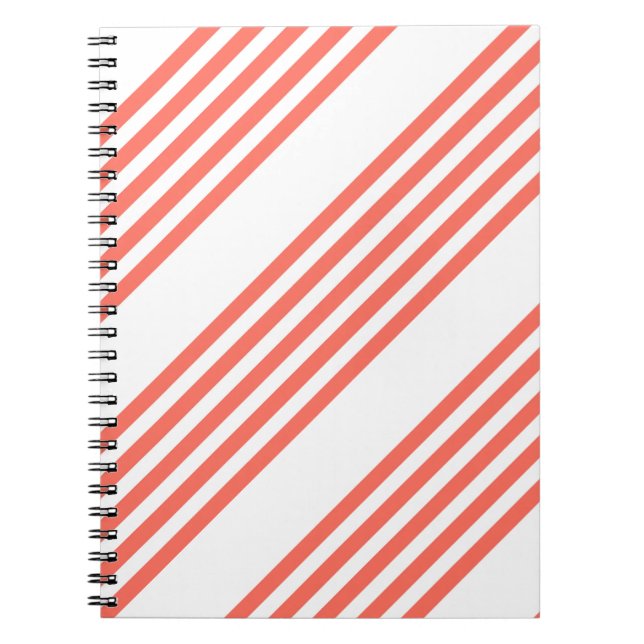 Carnet Corail vivant et blanc cinq bandes motif (Devant)