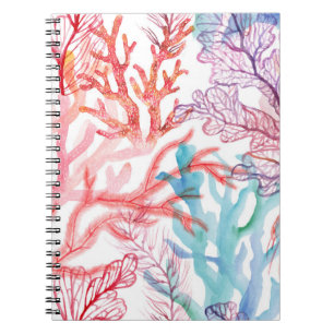 Carnet Coraux aquarelles : motif du monde sous-marin.