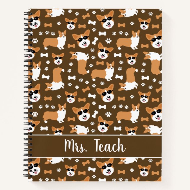 Carnet Corgi Chiens drôle mignon Personnalisé (Devant)