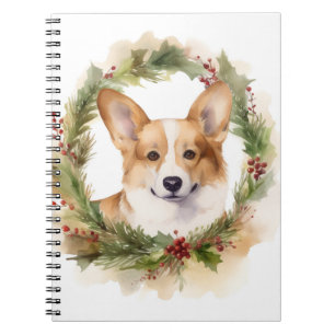 Carnet Corgi Christmas Wreath Festive Pup