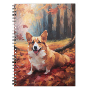 Carnet Corgi dans les feuilles d'automne inspire