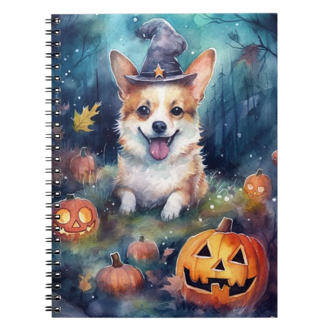 Carnet Corgi d'Halloween avec la peur Citrouille (Devant)