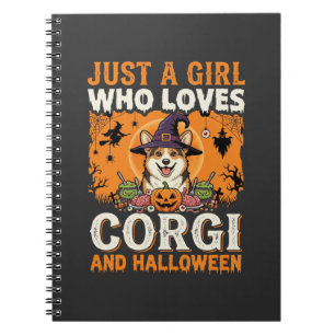 Carnet Corgi Halloween Sorcière Fille Horreur Vintage