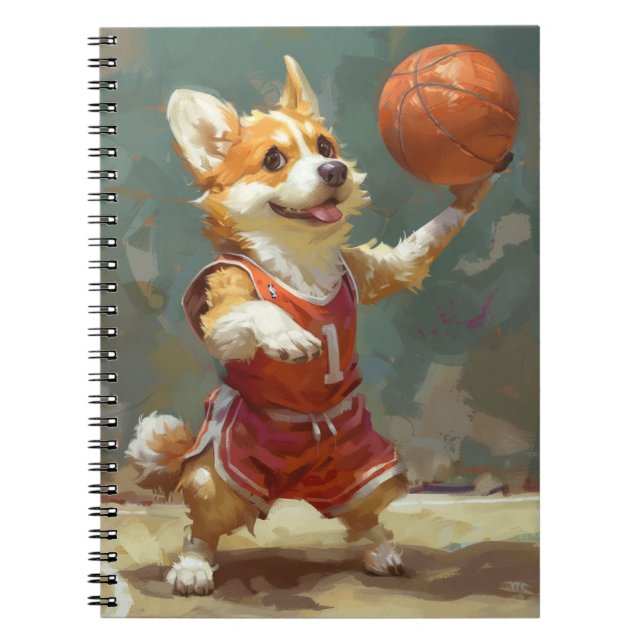 Carnet Corgi Jouant au Basket-ball (Devant)