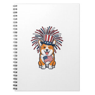 Carnet Corgi patriote Feu d'artifice Chien Conception vec