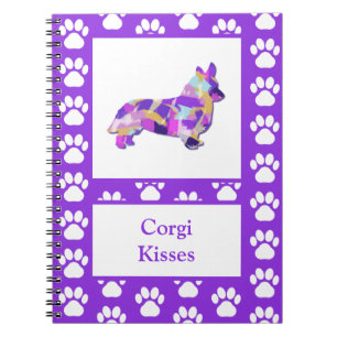 Carnet Corgi Welsh Baisers Chien Silhouette Purple PY&B