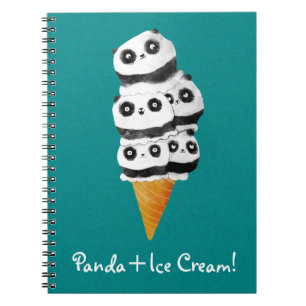 Carnet Cornet de crème glacée doux d'ours panda