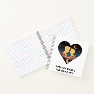 Carnet Cosmic Love Story Coeur avec les amants et Fox Art