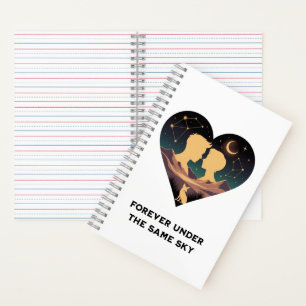 Carnet Cosmic Love Story Coeur avec les amants et Fox Art