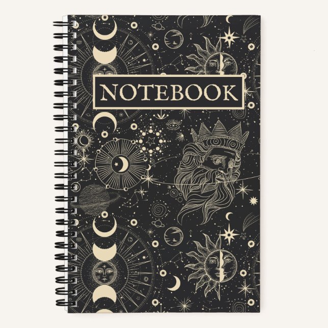 Carnet Cosmologique Vintage Sun Moon Stars Cosmologie (Recto)