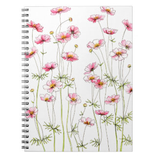 Carnet Cosmos Rose Fleur Sauvage Style Floral Peint à la