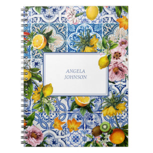 Carnet Côte d'Amalfi Citron Bouquet Carreaux Italie