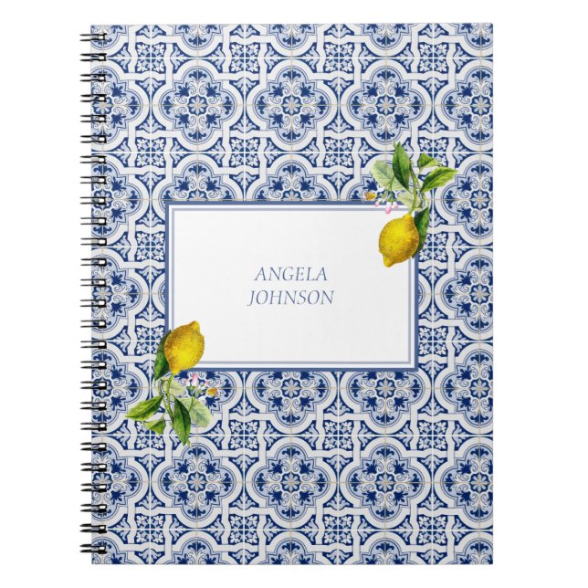 Carnet Côte d'Amalfi Citron Carreaux bleus Italie (Devant)