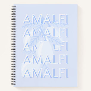 Carnet Côte d'Amalfi, Italie, Art Voyage, Preppy, Bleu