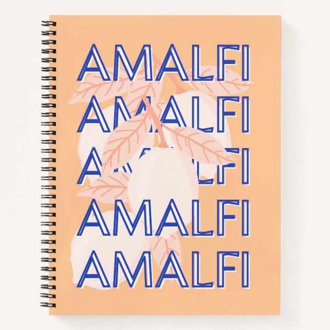 Carnet Côte d'Amalfi, Italie Travel Art, Preppy, Orange (Devant)