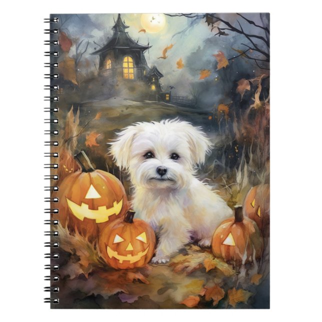 Carnet Coton De Tulear Halloween Avec Peur Citrouille (Devant)