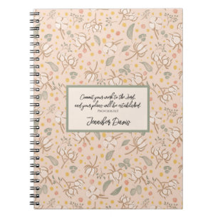 Carnet Coton vert mignon et rose illustré Botanical
