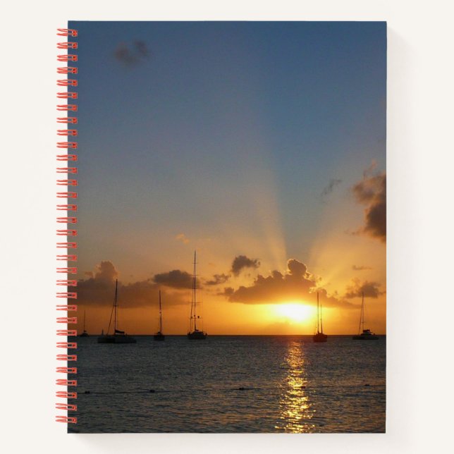 Carnet Coucher de soleil avec voiliers Paysage tropical P (Devant)
