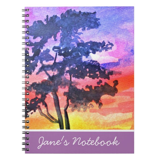 Carnet Coucher de soleil Dream paysage aquarelle art (Devant)
