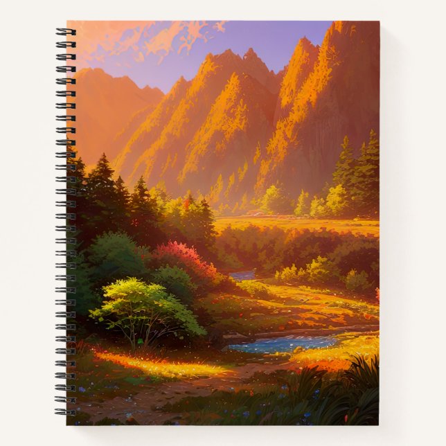 Carnet Coucher de soleil majestueux dans la vallée verte (Devant)