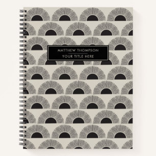 Carnet Coucher de soleil noir et beige moderne Motif d'ar