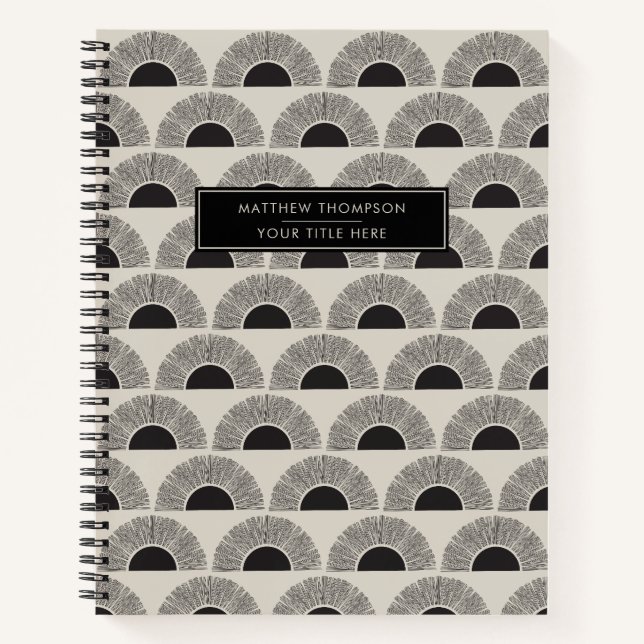 Carnet Coucher de soleil noir et beige moderne Motif d'ar (Devant)