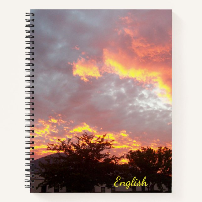 Carnet Coucher de soleil rose avec nuages dorés | Objet (Devant)