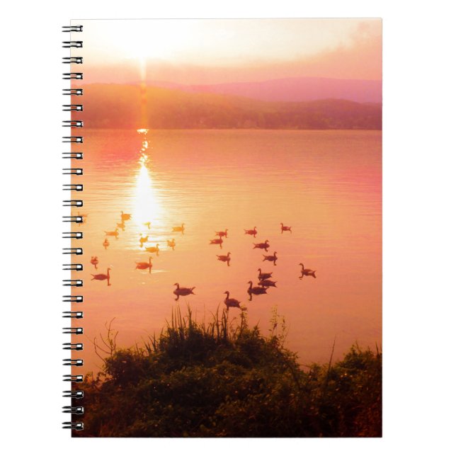 Carnet Coucher de soleil rose et de lac de pêche (Devant)
