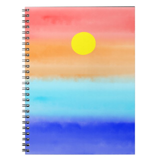 Carnet Coucher de soleil sur l'aquarelle de l'océan Art A (Devant)