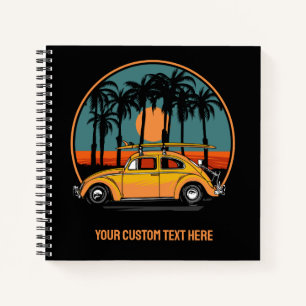Carnet Coucher de soleil Tropical de texte personnalisé