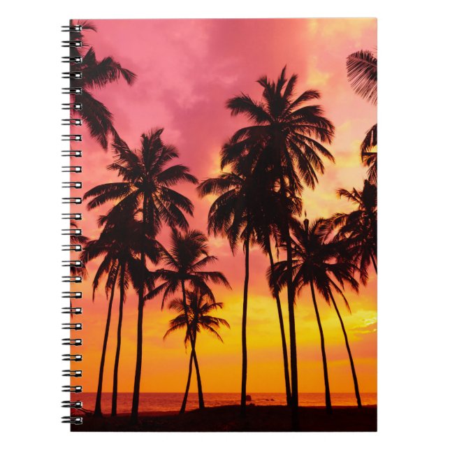 Carnet Coucher de soleil tropical : Silhouette de palme s (Devant)