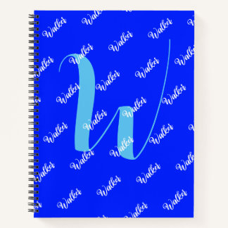 Carnet Couleur bleu moderne - Trend Nom initial Monogramm
