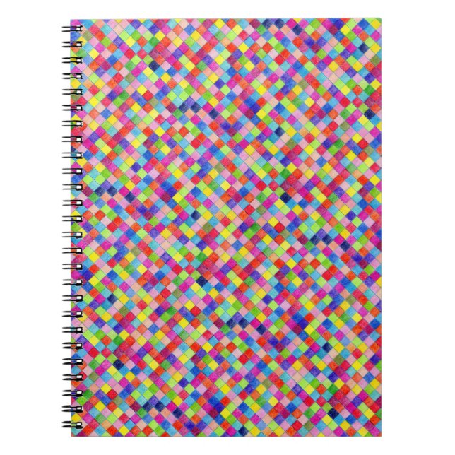 Carnet Couleur Colorée En Papier Graphique Carré Motif (Devant)