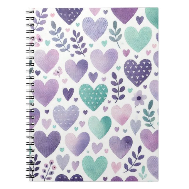 CARNET COULEUR D'AMOUR VERT PURPLE (Devant)