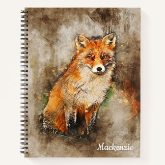 Carnet Couleur d'eau douce personnalisée Fox