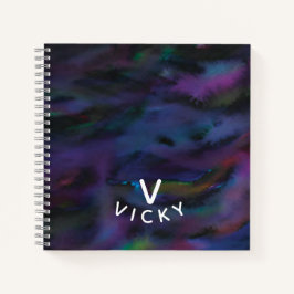 Carnet Couleur d'eau fumée abstraite personnalisée et amu