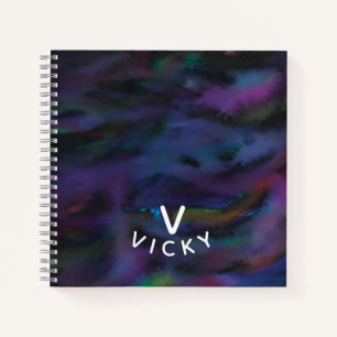 Carnet Couleur d'eau fumée abstraite personnalisée et amu
