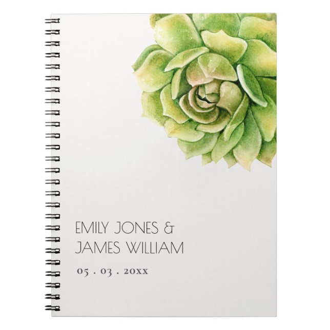 CARNET COULEUR D'EAU VERTE VIBRANT SUCCULENT MARIAGE (Devant)
